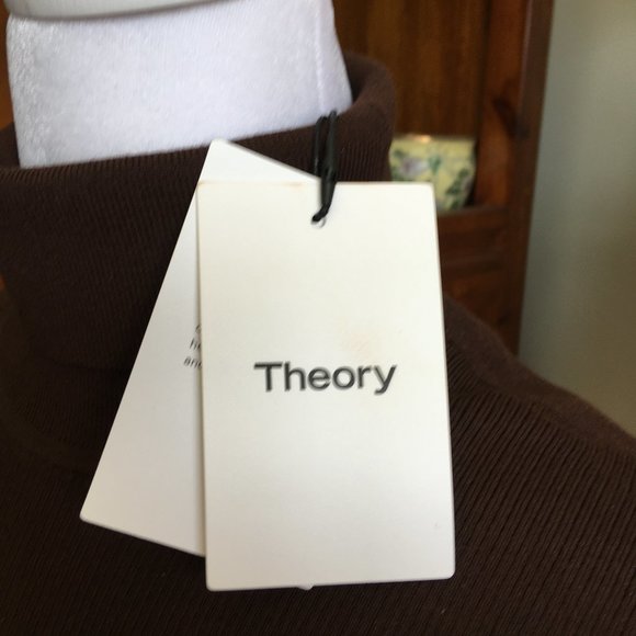 THEORY Tweed Knit Turtleneck Dress in Brown Mixed Media Size Large New - Picture 6 of 7